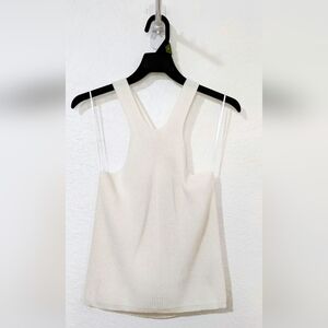 Primark Off-White Knit Tank Top With Gold Metal Design.  Size S